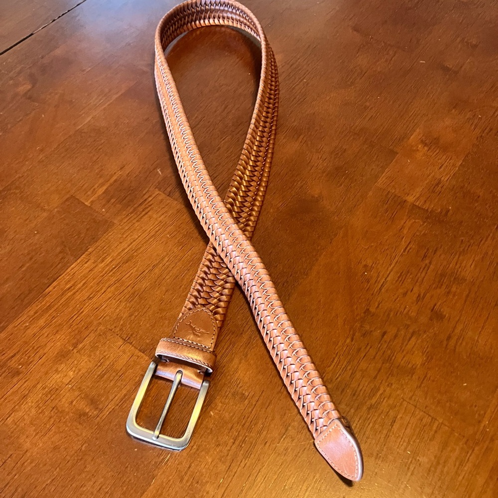 Tommy Bahama Tan Braided Leather Belt